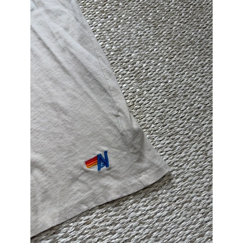 Aviator Nation Tan Rainbow Surfer Graphic T-Shirt Womens Medium Made in USA - Picture 6 of 7